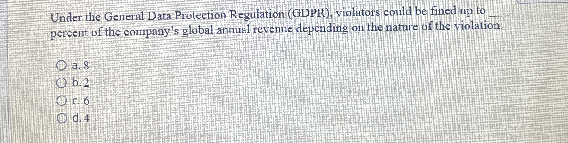  Under the General Data Protection Regulation (GDPR), violators could be fined