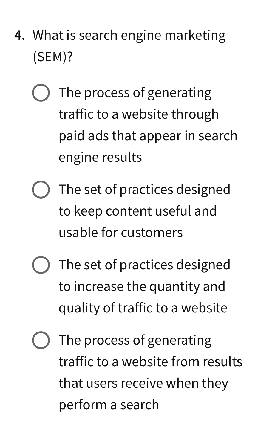  What is search engine marketing (SEM)? The process of generating traffic