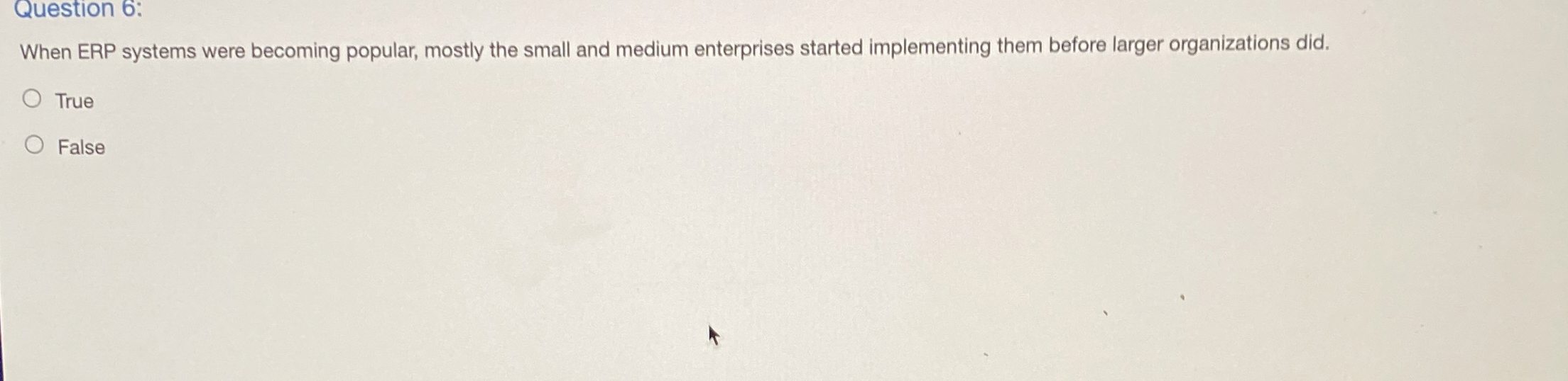  Question 6: When ERP systems were becoming popular, mostly the small