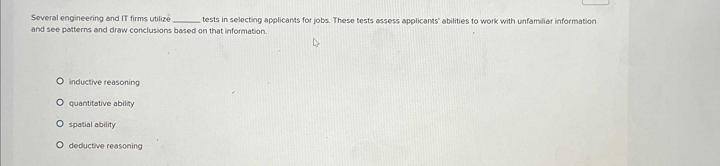  Several engineering and IT firms utilize q, tests in selecting applicants