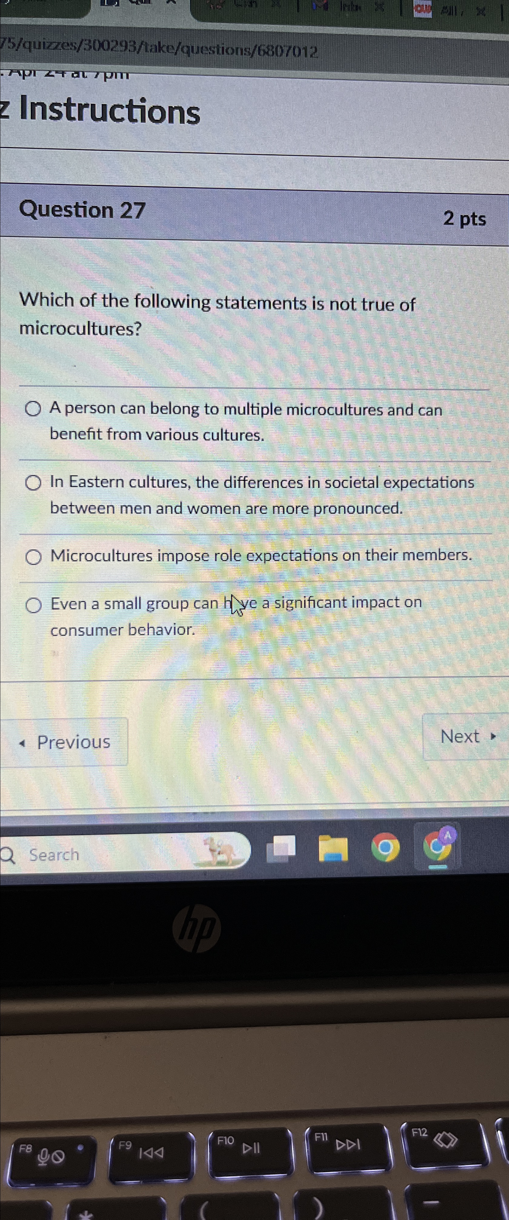  75/quizes/300293/take/questions/6807012 Instructions Question 27 2pts Which of the following statements is