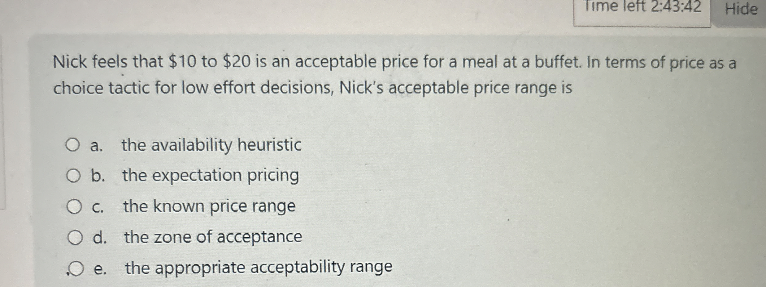 lime left 2:43:42 Hide Nick feels that $10 to $20 is