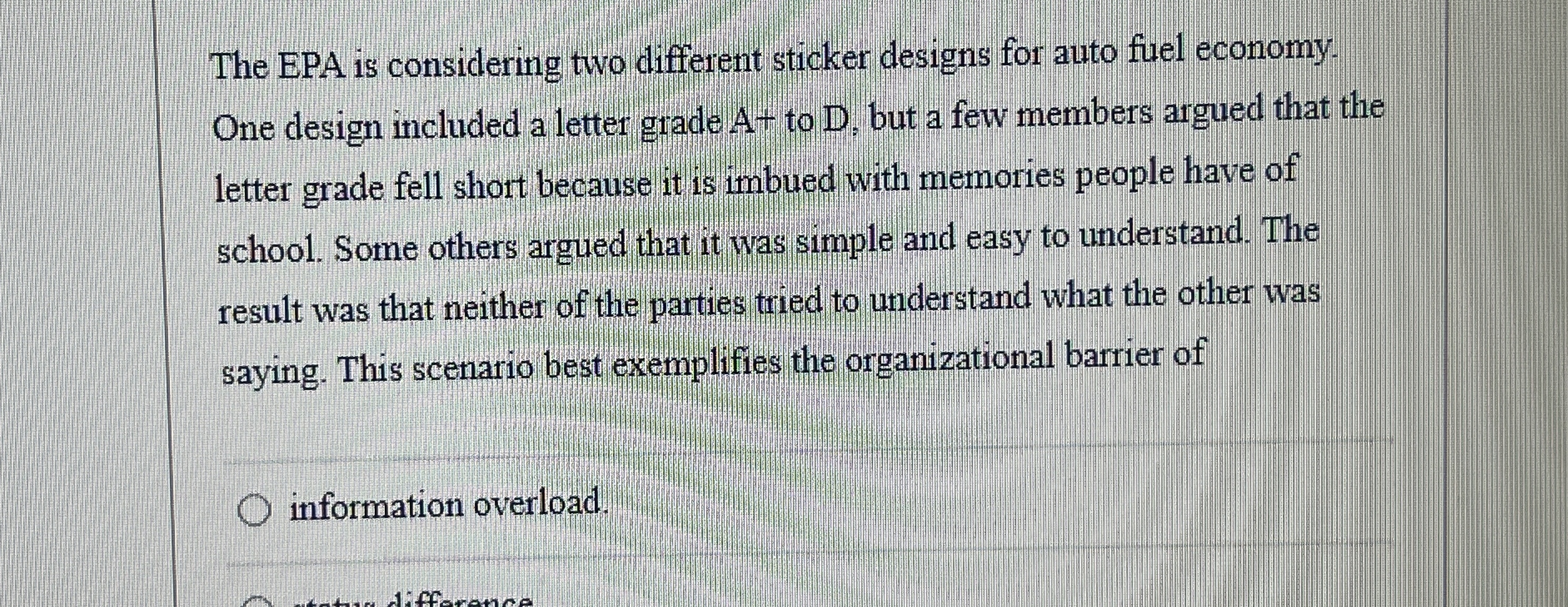  The EPA is considering two different sticker designs for auto fuel