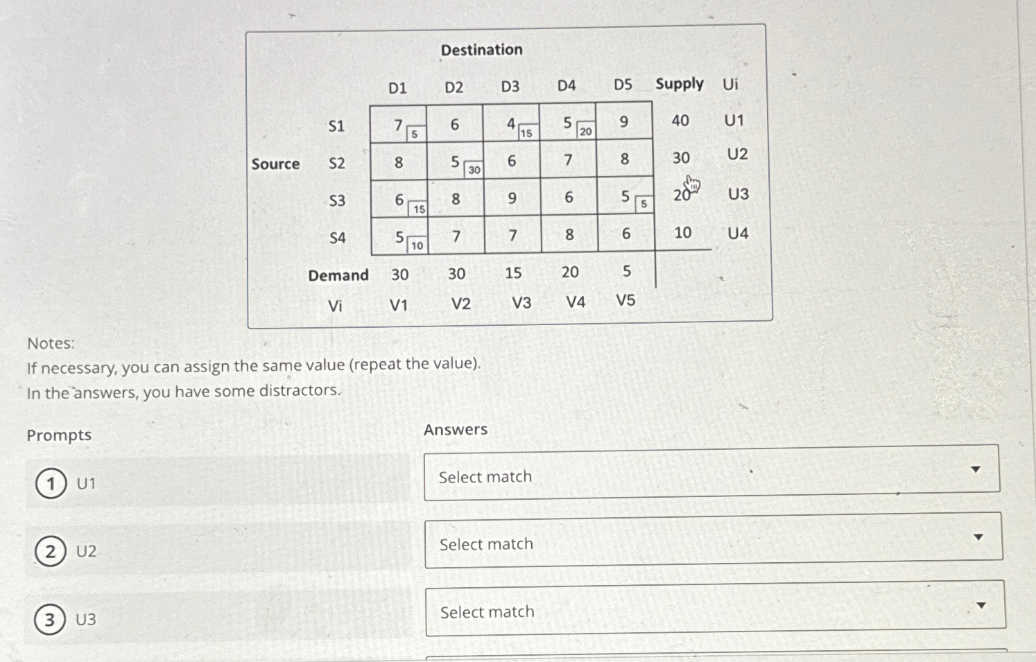  Notes: If necessary, you can assign the same value (repeat the