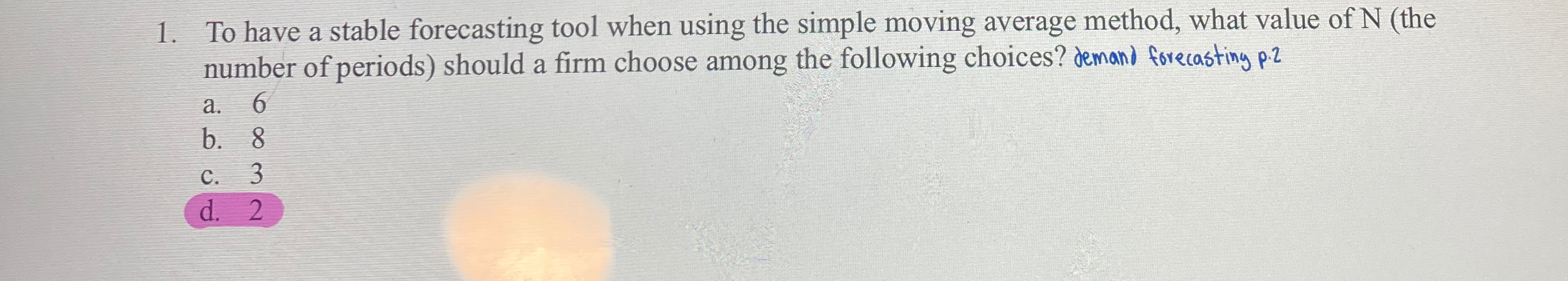  To have a stable forecasting tool when using the simple moving