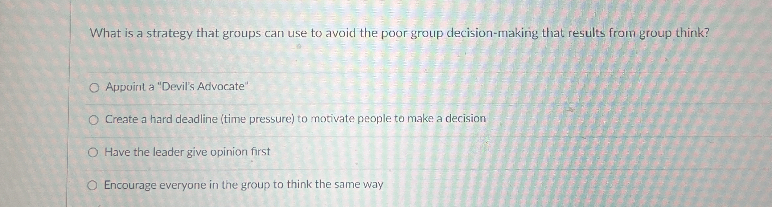  What is a strategy that groups can use to avoid the