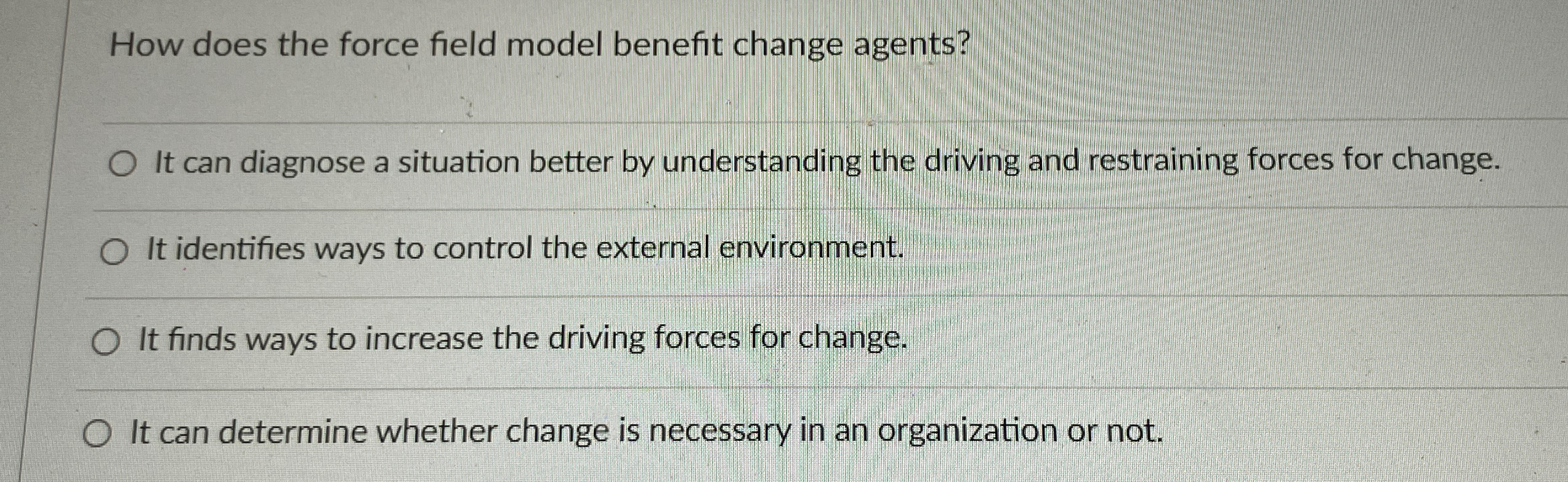  How does the force field model benefit change agents? It can