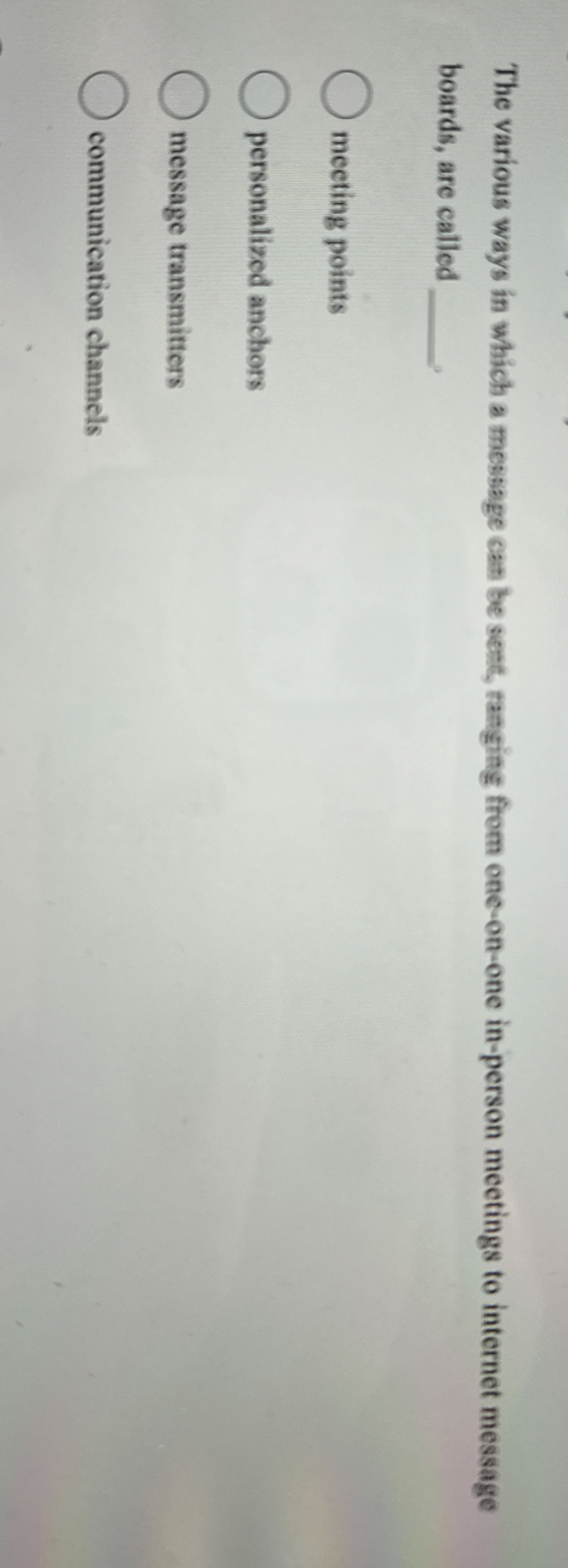  The various ways in which a message can be sent, ranging