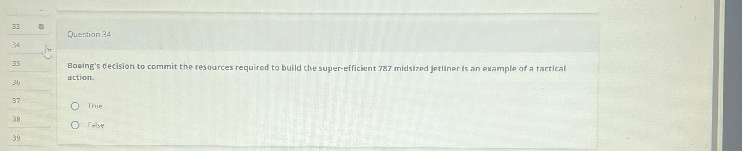  33 Question 34 34 35 36 Boeing's decision to commit the