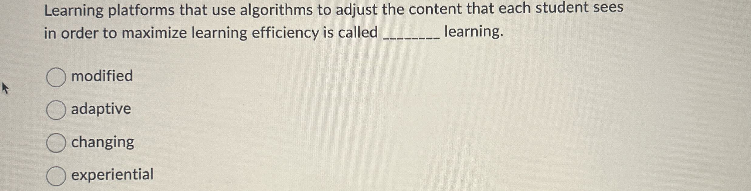  Learning platforms that use algorithms to adjust the content that each