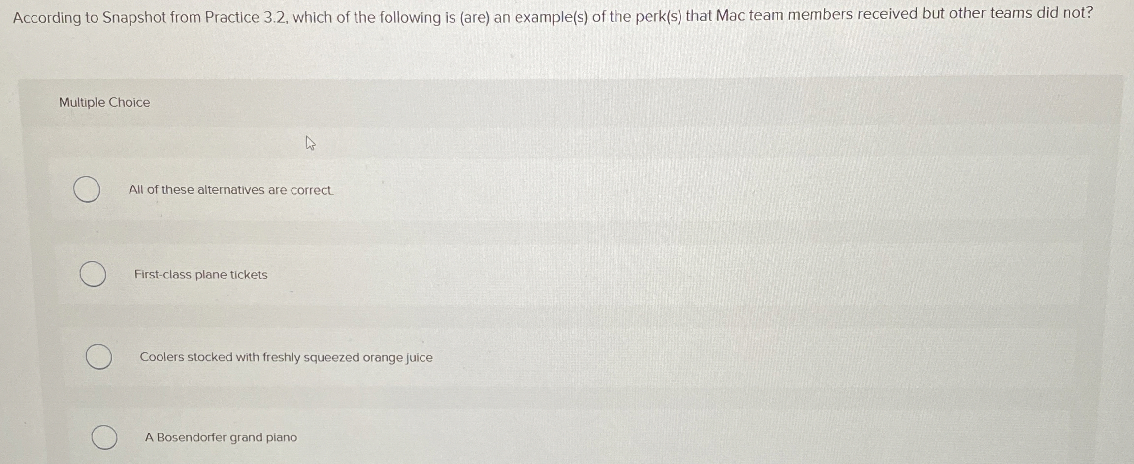  According to Snapshot from Practice 3.2, which of the following is