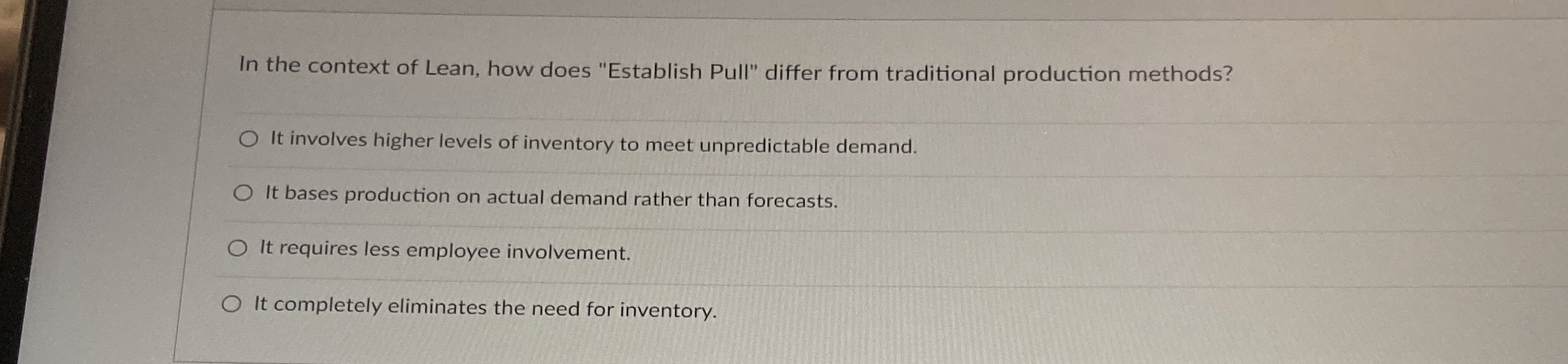  In the context of Lean, how does "Establish Pull" differ from