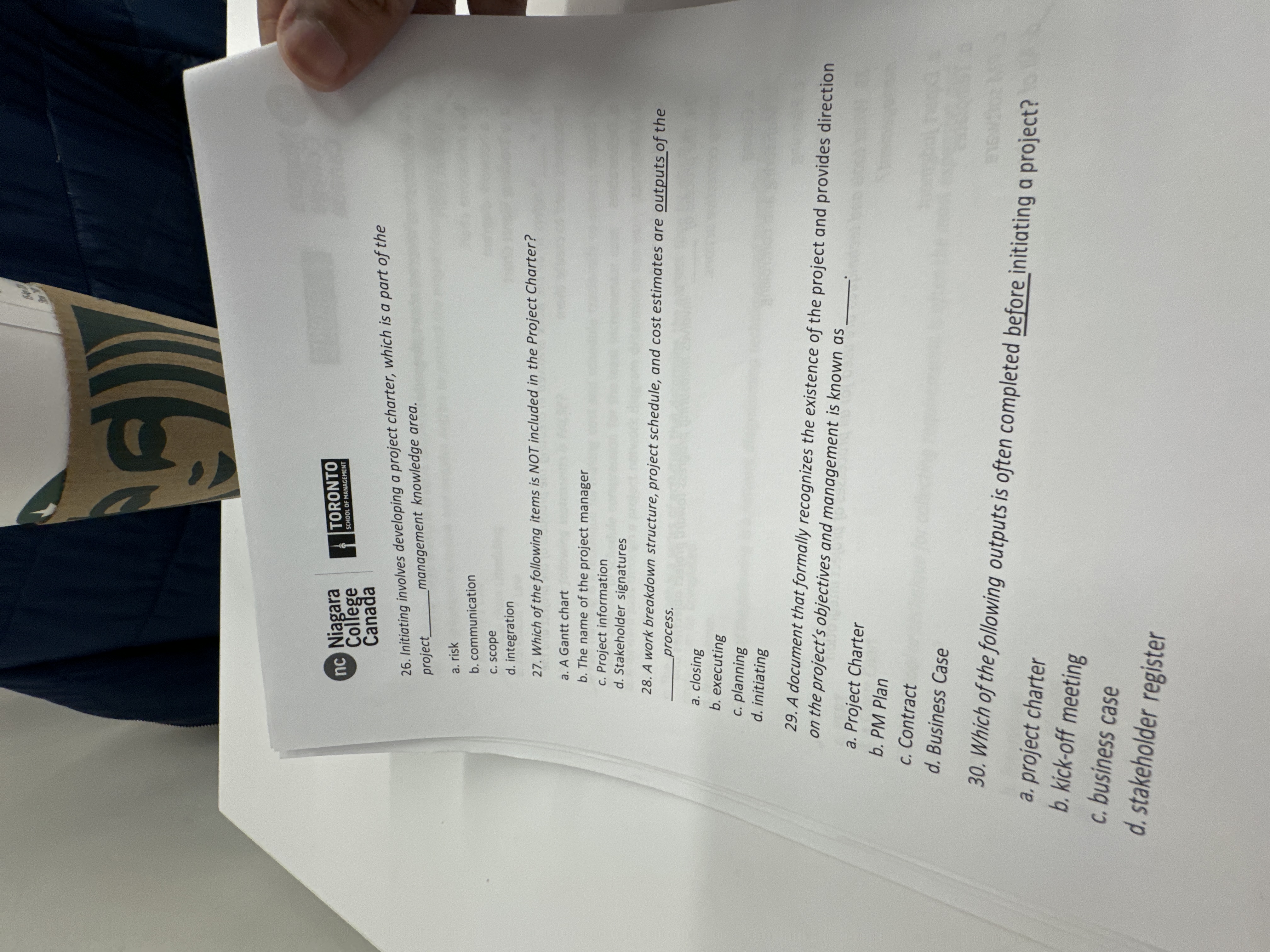  Canada Initiating involves developing a project charter, which is a part