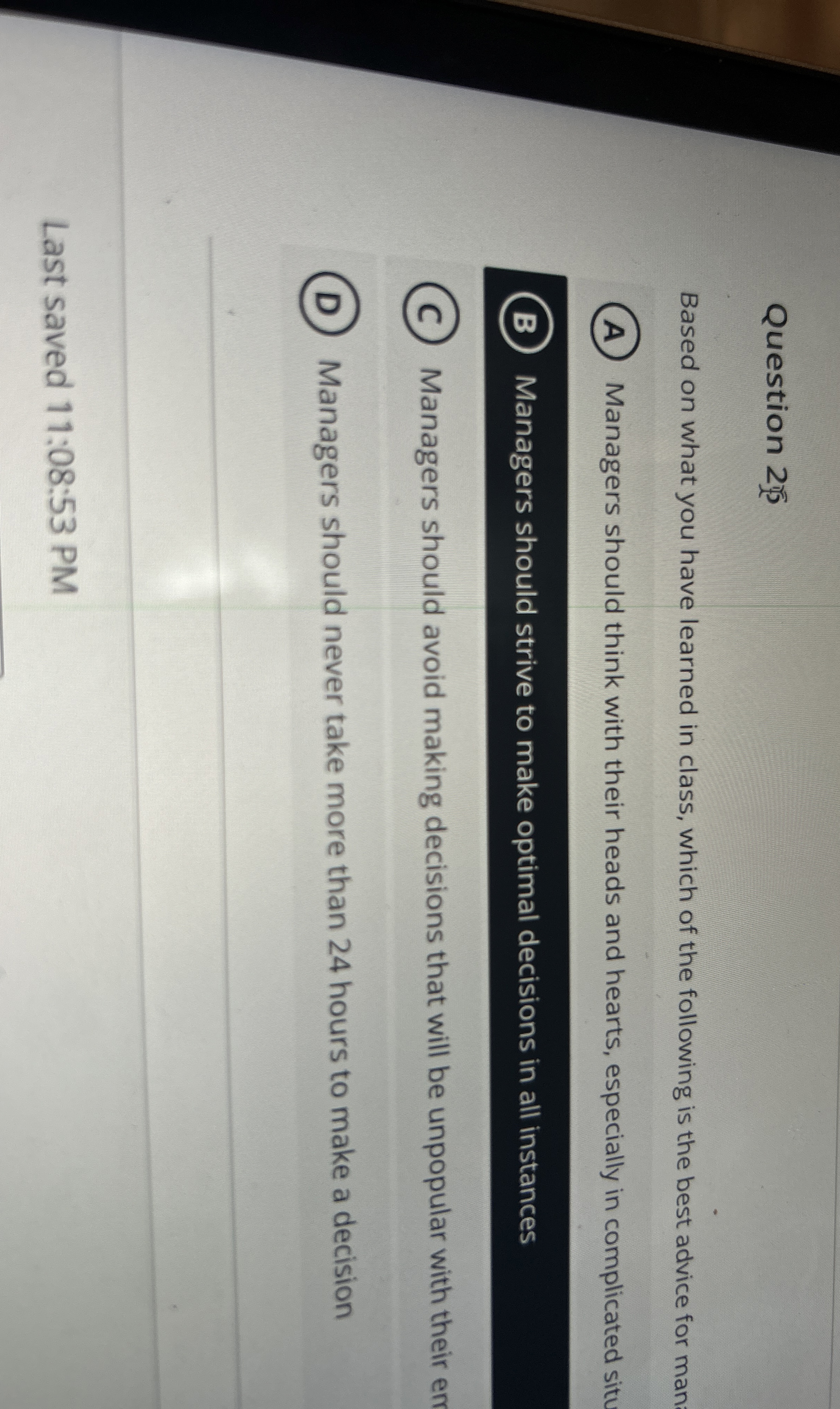  Question 212 Based on what you have learned in class, which