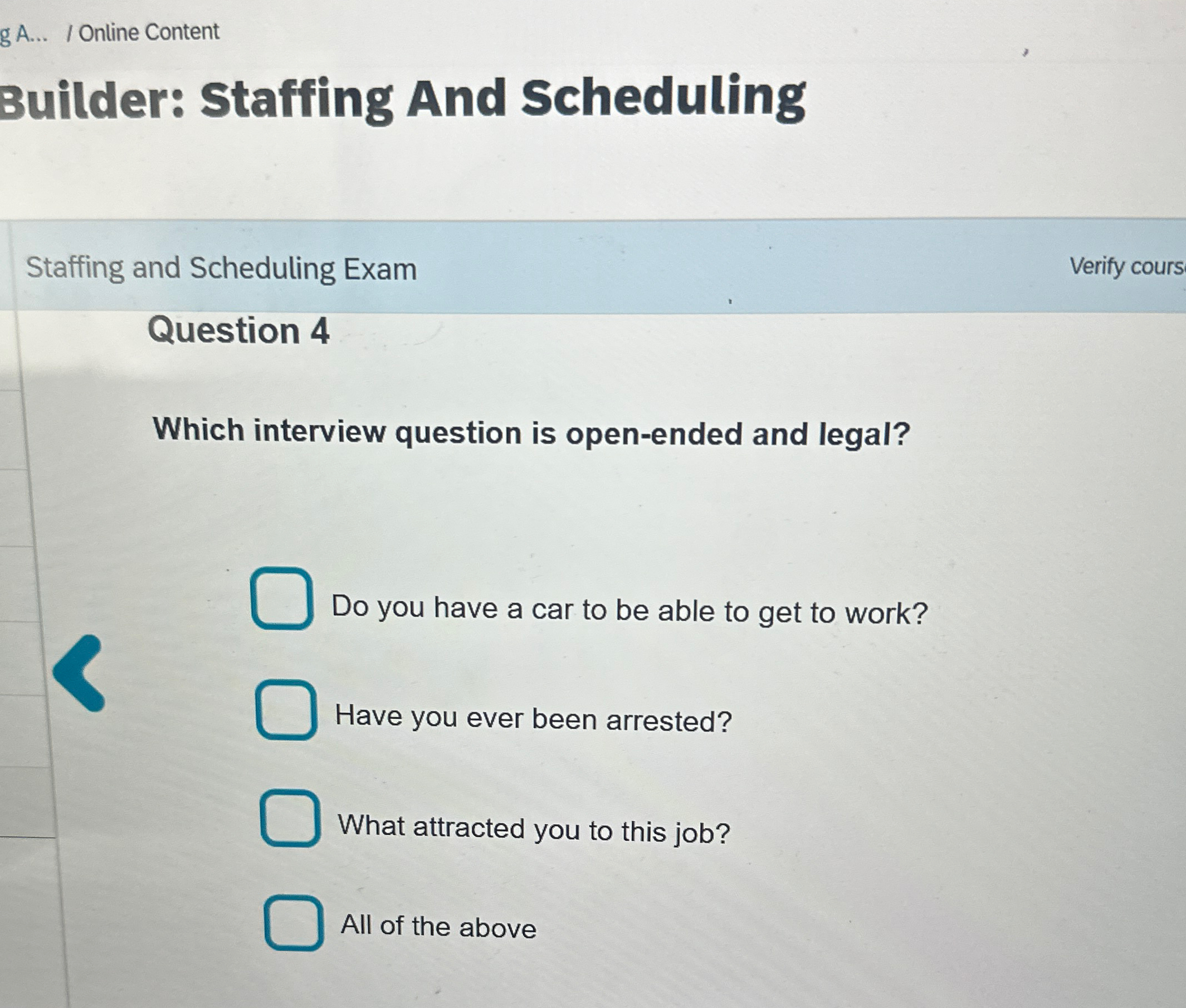  g A... I Online Content Builder: Staffing And Scheduling Staffing and