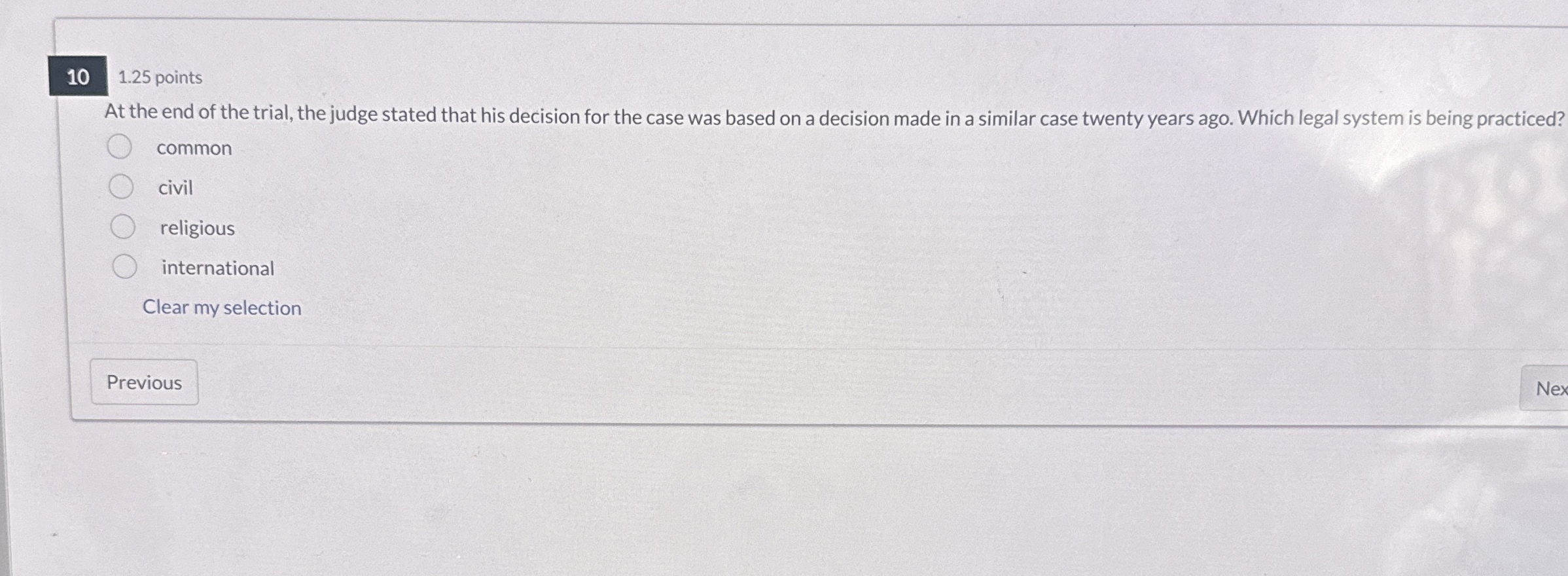  10 1.25 points At the end of the trial, the judge
