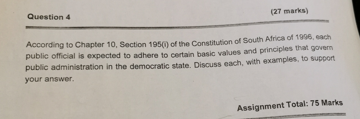  Question 4 (27 marks) According to Chapter 10, Section 195(i) of