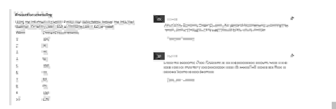  Using the information given in Production table below answer the attached