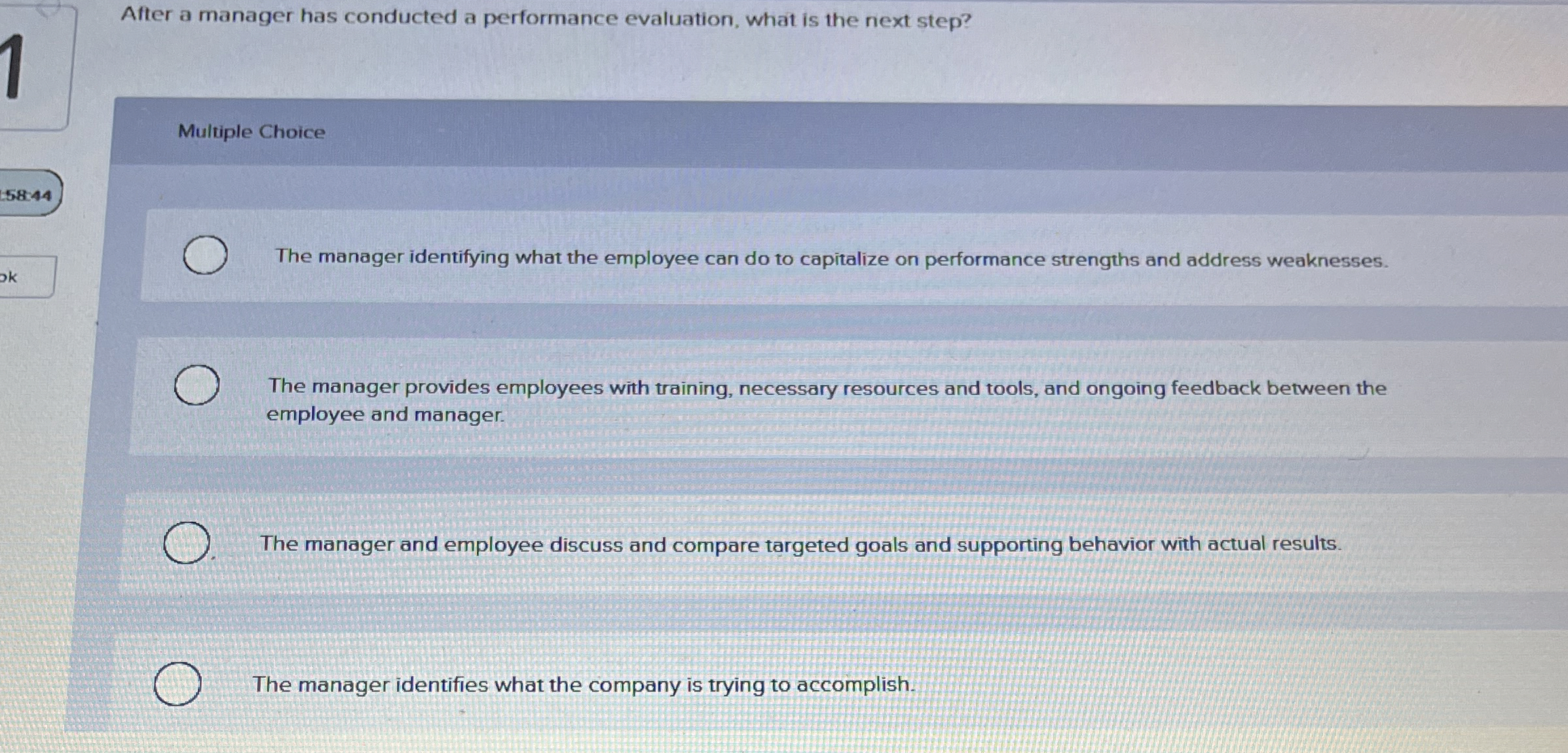  After a manager has conducted a performance evaluation, what is the