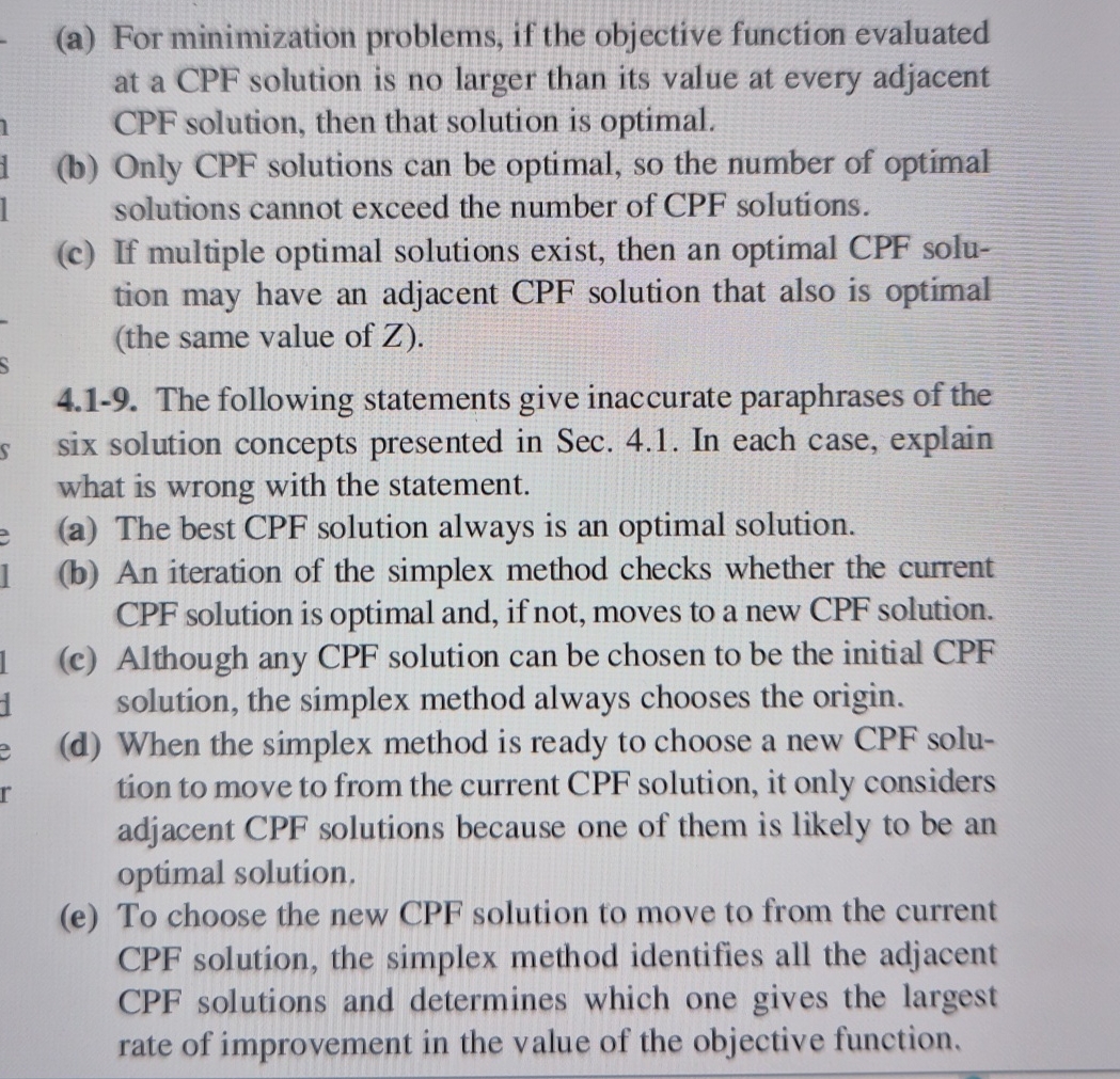  (a) For minimization problems, if the objective function evaluated at a
