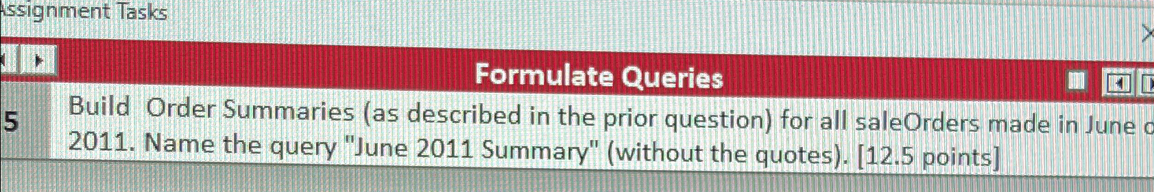  Hssignment Tasks Formulate Queries Build Order Summaries (as described in the