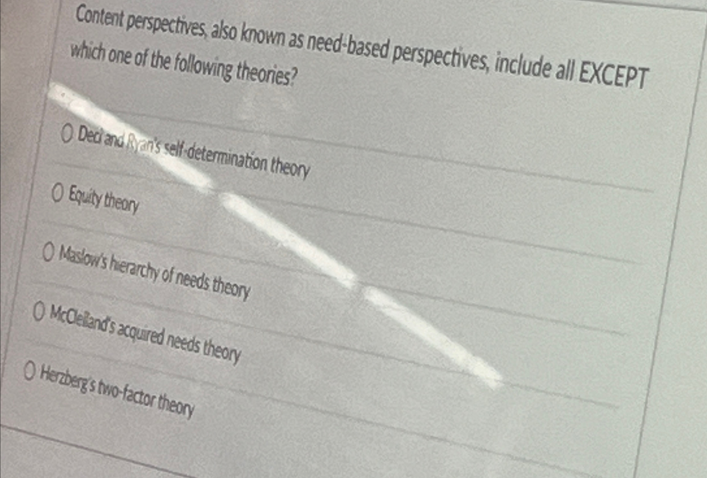  Content perspectives also known as need-based perspectives, include all EXCEPT which