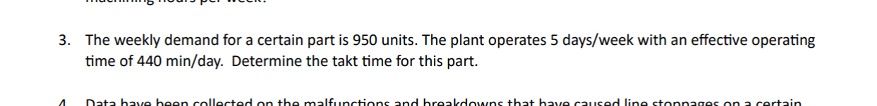  The weekly demand for a certain part is 950 units. The