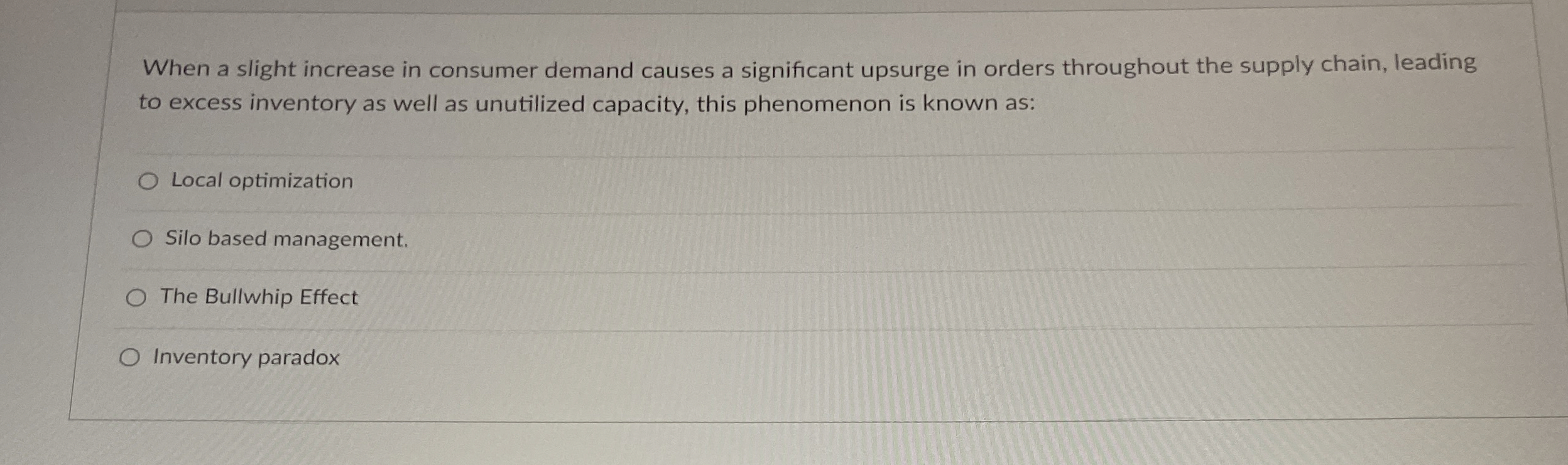  When a slight increase in consumer demand causes a significant upsurge