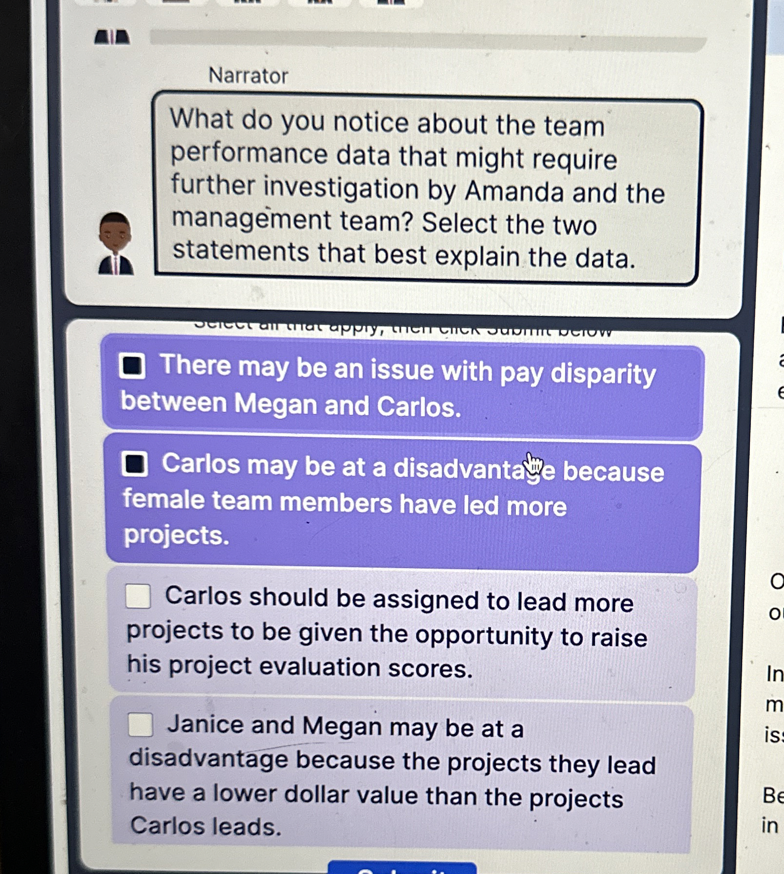  Narrator What do you notice about the team performance data that