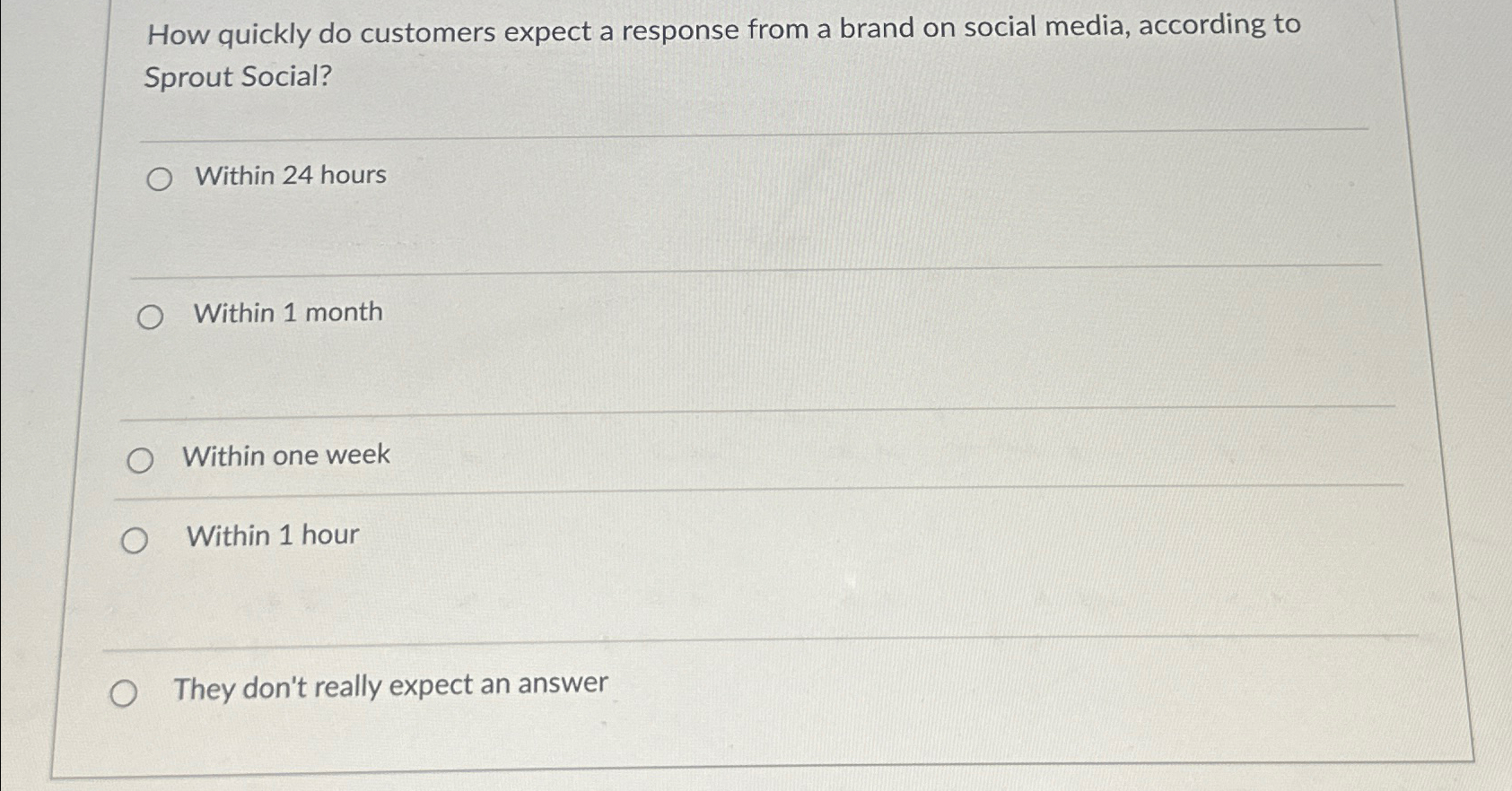 How quickly do customers expect a response from a brand on