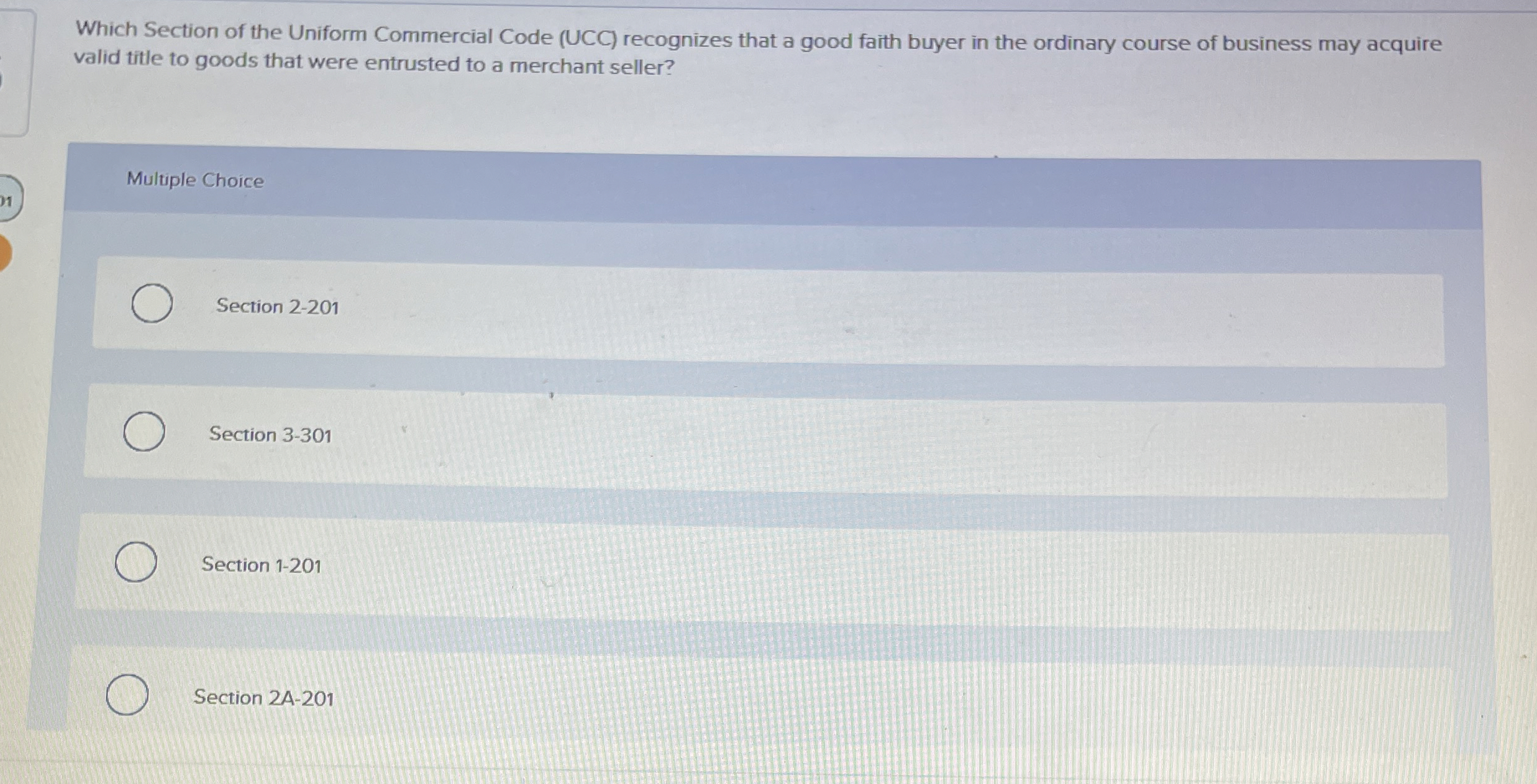  Which Section of the Uniform Commercial Code (UCC) recognizes that a