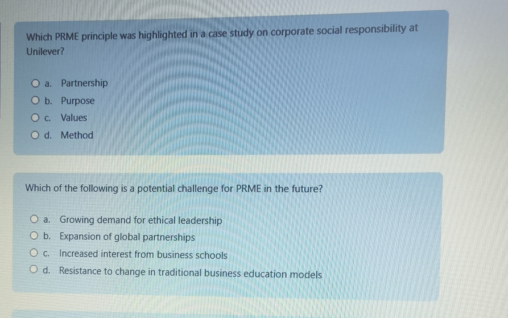 Which PRME principle was highlighted in a case study on corporate