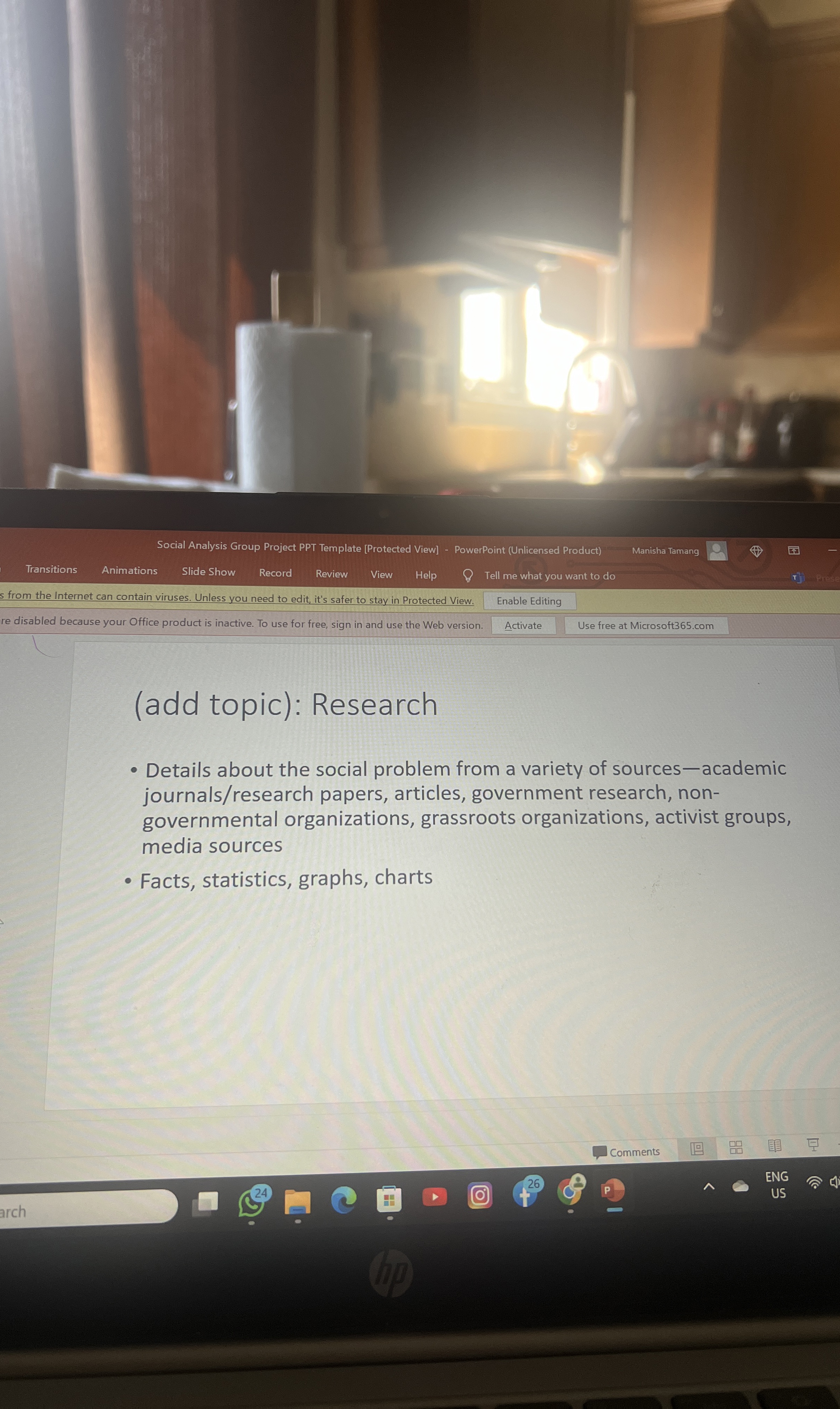  Social Analysis Group Project PPT Template [Protected View]- PowerPoint (Unlicensed Product)