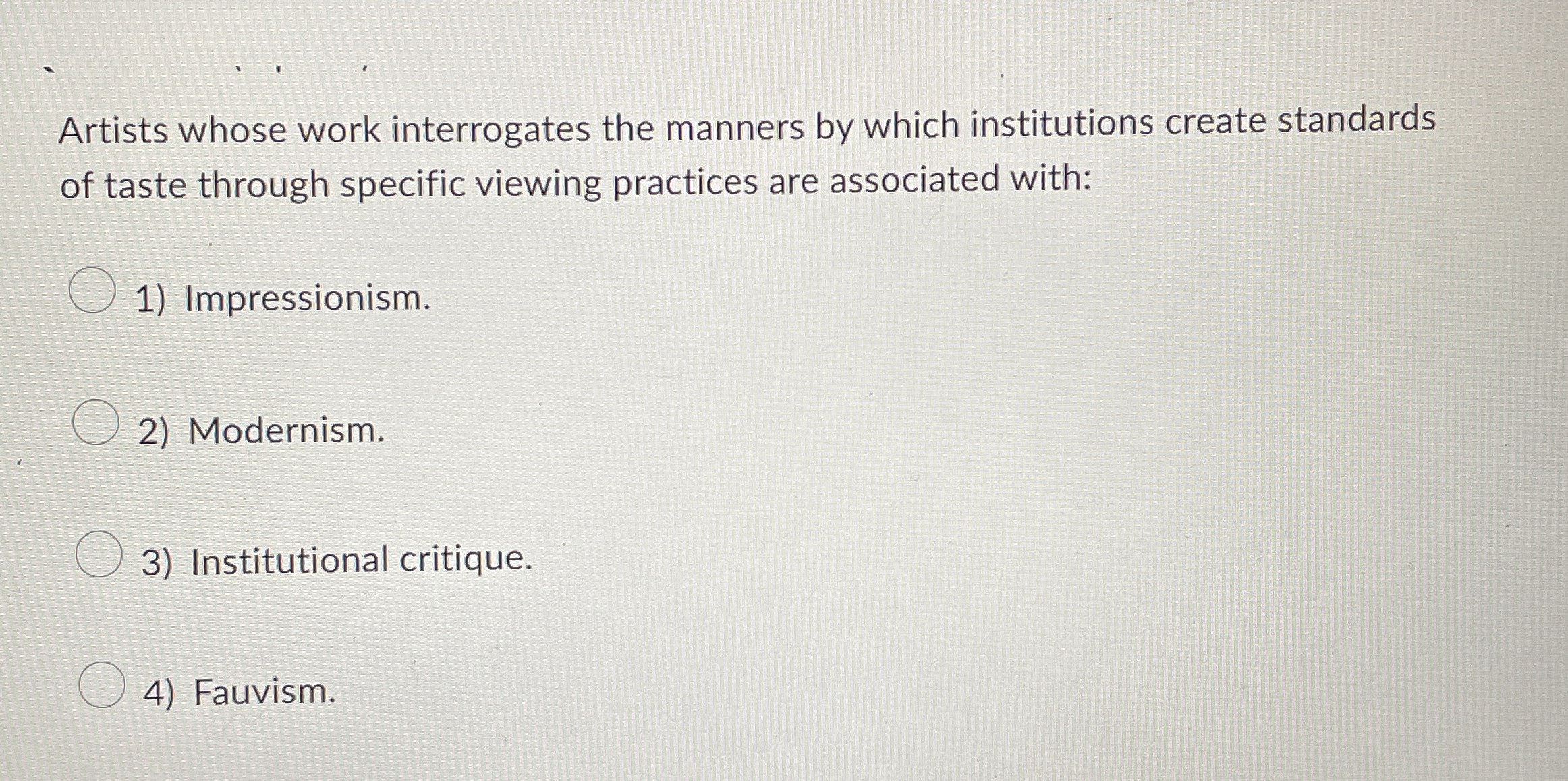  Artists whose work interrogates the manners by which institutions create standards
