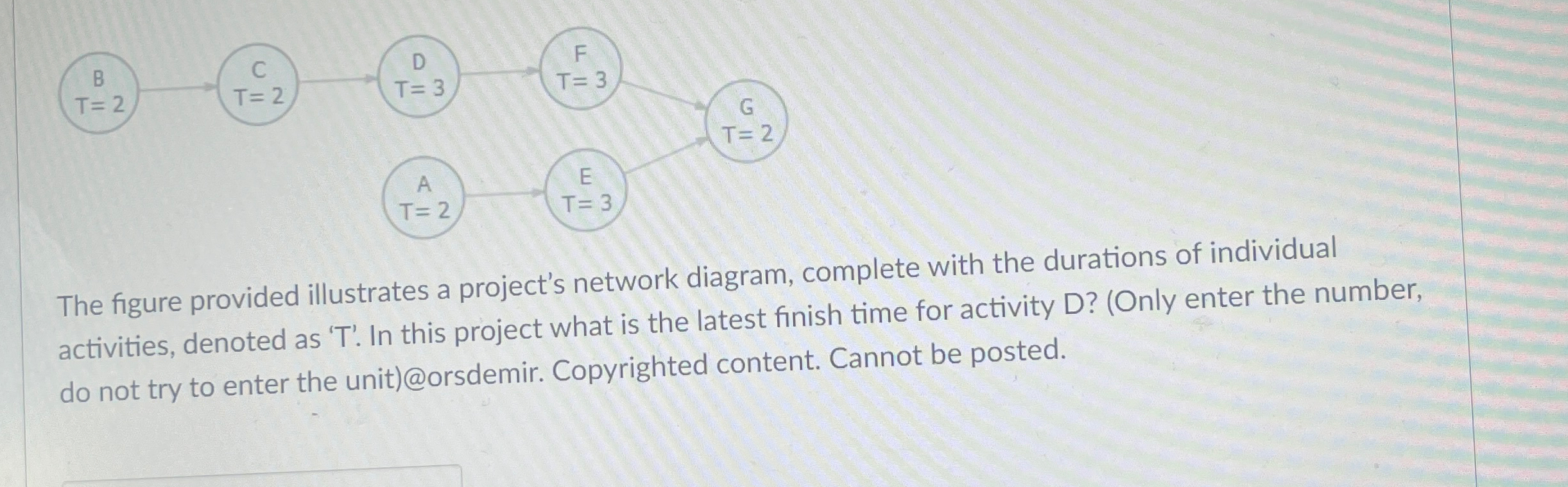  The figure provided illustrates a project's network diagram, complete with the