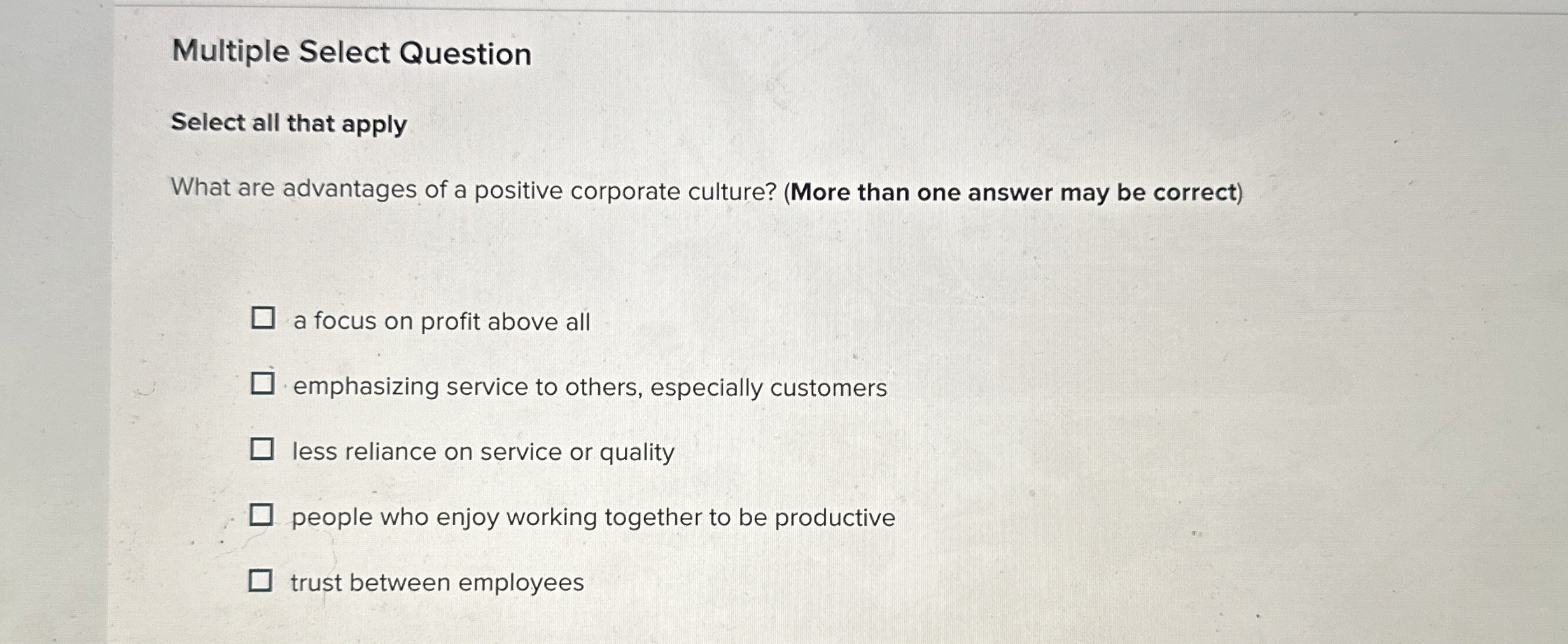  Multiple Select Question Select all that apply What are advantages of