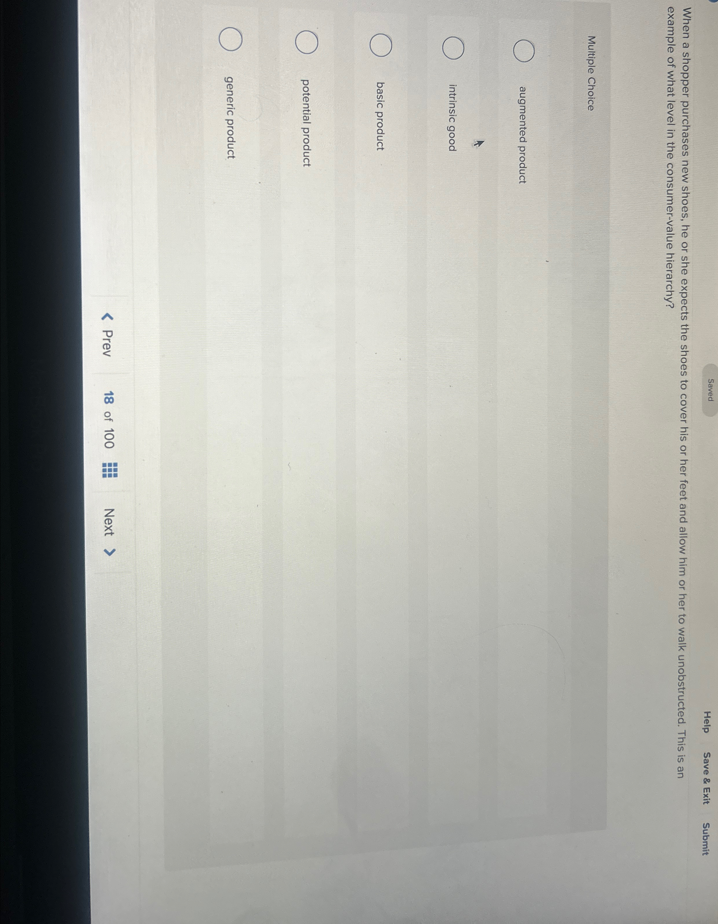  Saved Help Save & Exit Submit When a shopper purchases new
