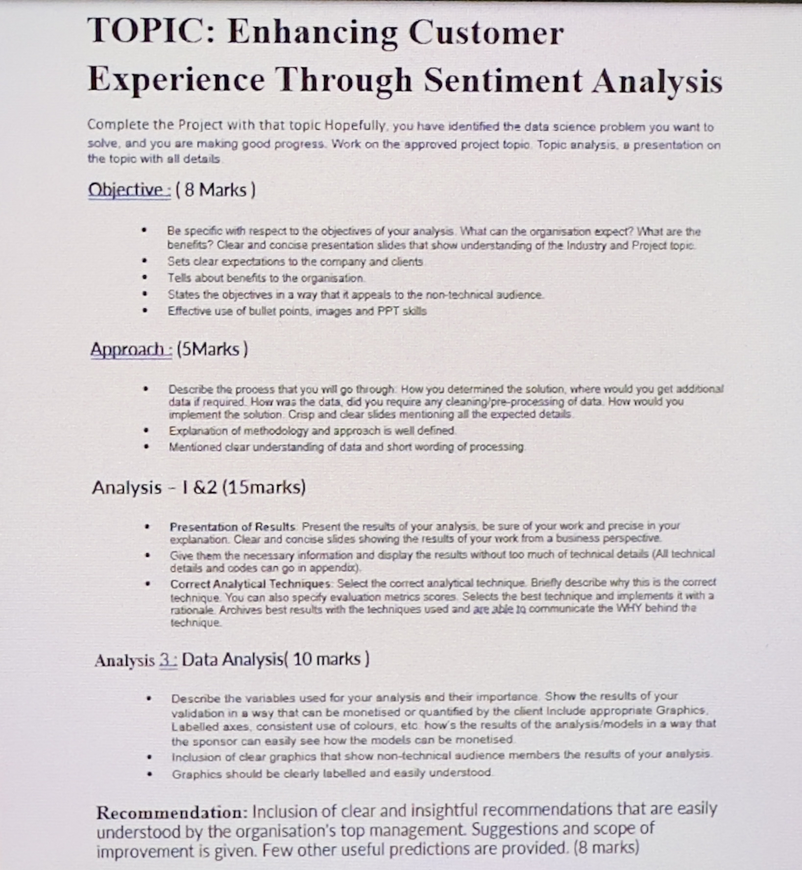  ANSWER THE ALL QUESTIONS TOPIC: Enhancing Customer Experience Through Sentiment Analysis