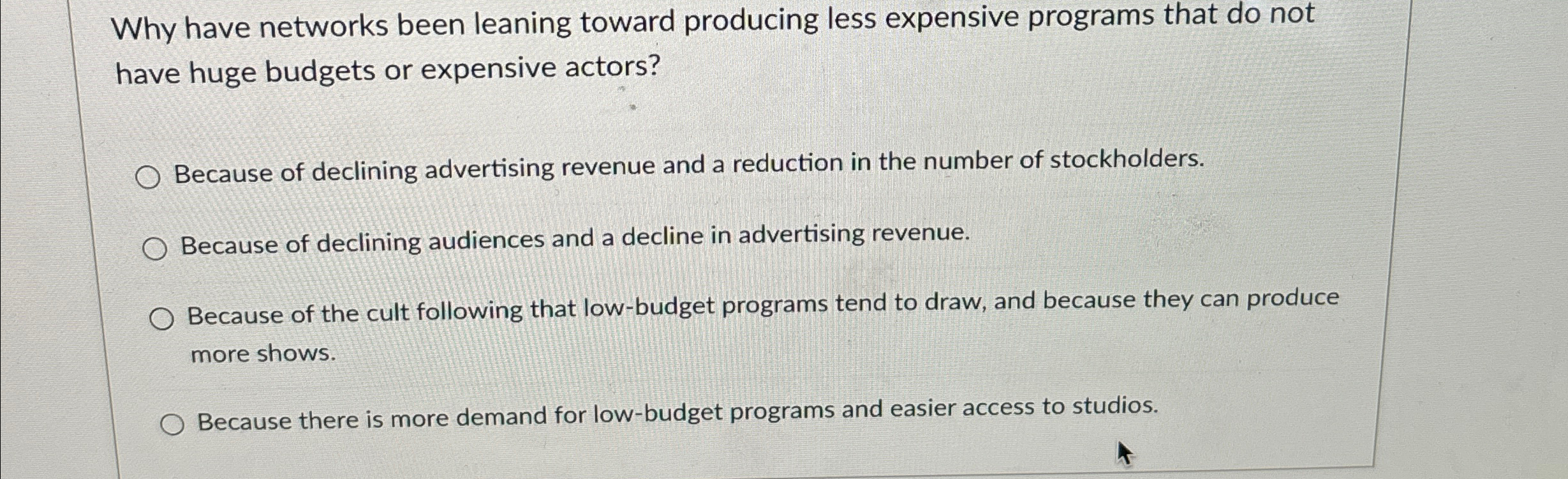  Why have networks been leaning toward producing less expensive programs that