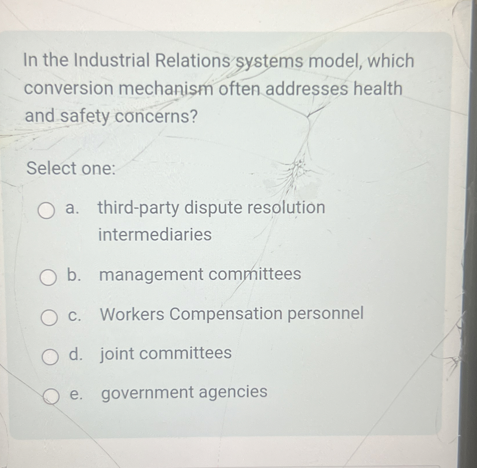  In the Industrial Relations systems model, which conversion mechanism often addresses