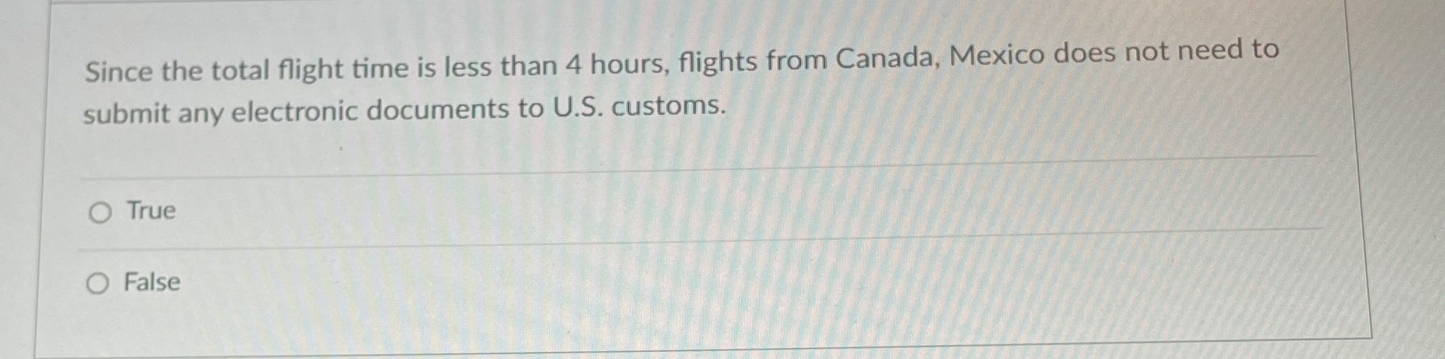  Since the total flight time is less than 4 hours, flights