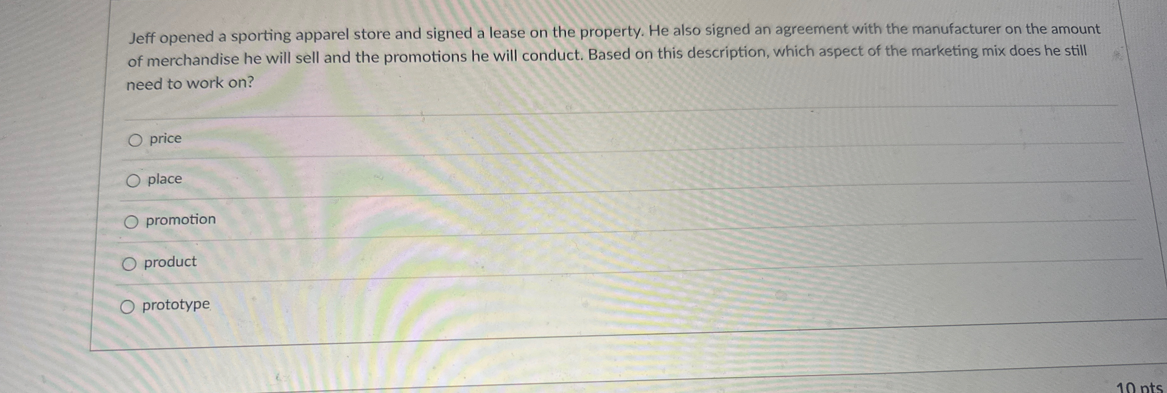  Jeff opened a sporting apparel store and signed a lease on