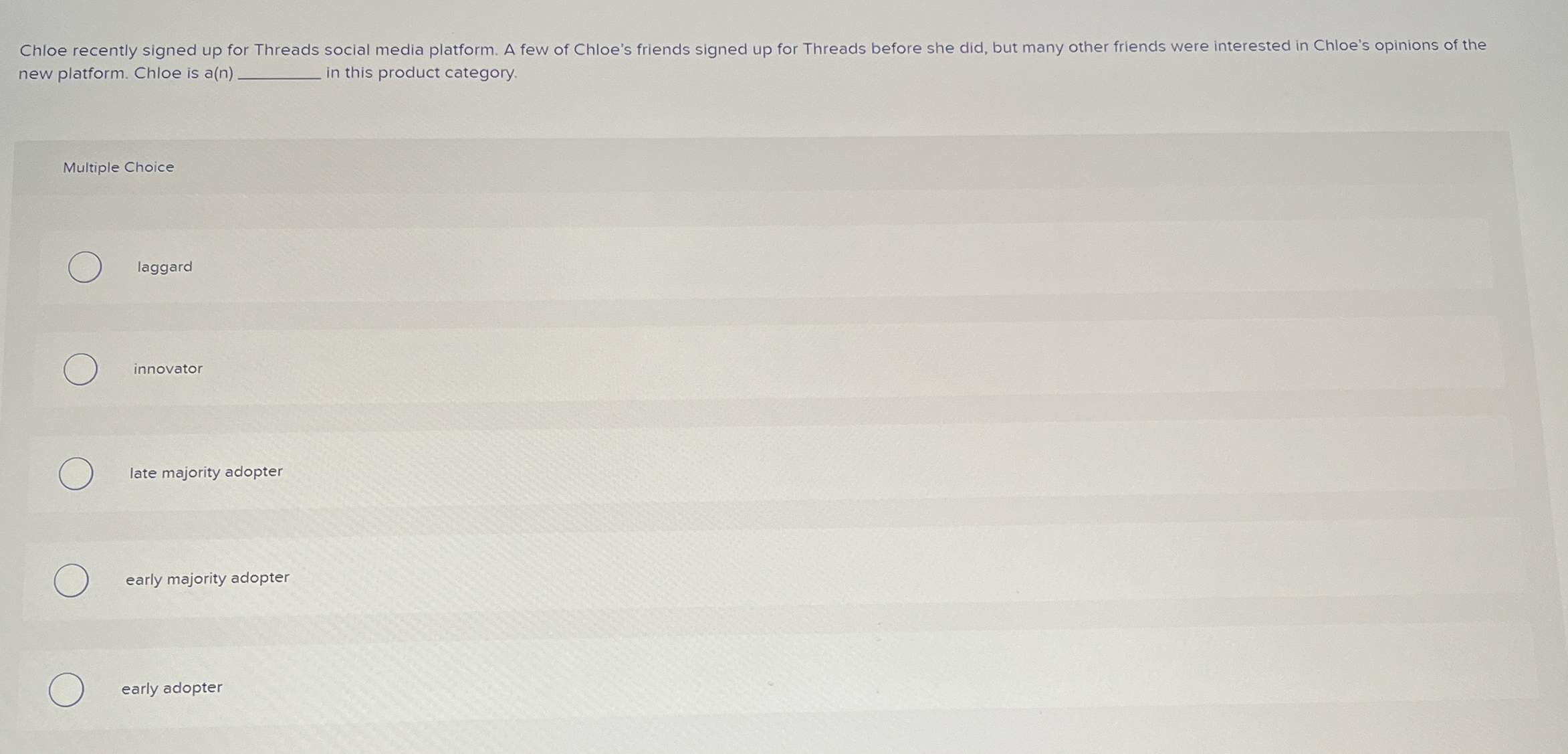  Chloe recently signed up for Threads social media platform. A few