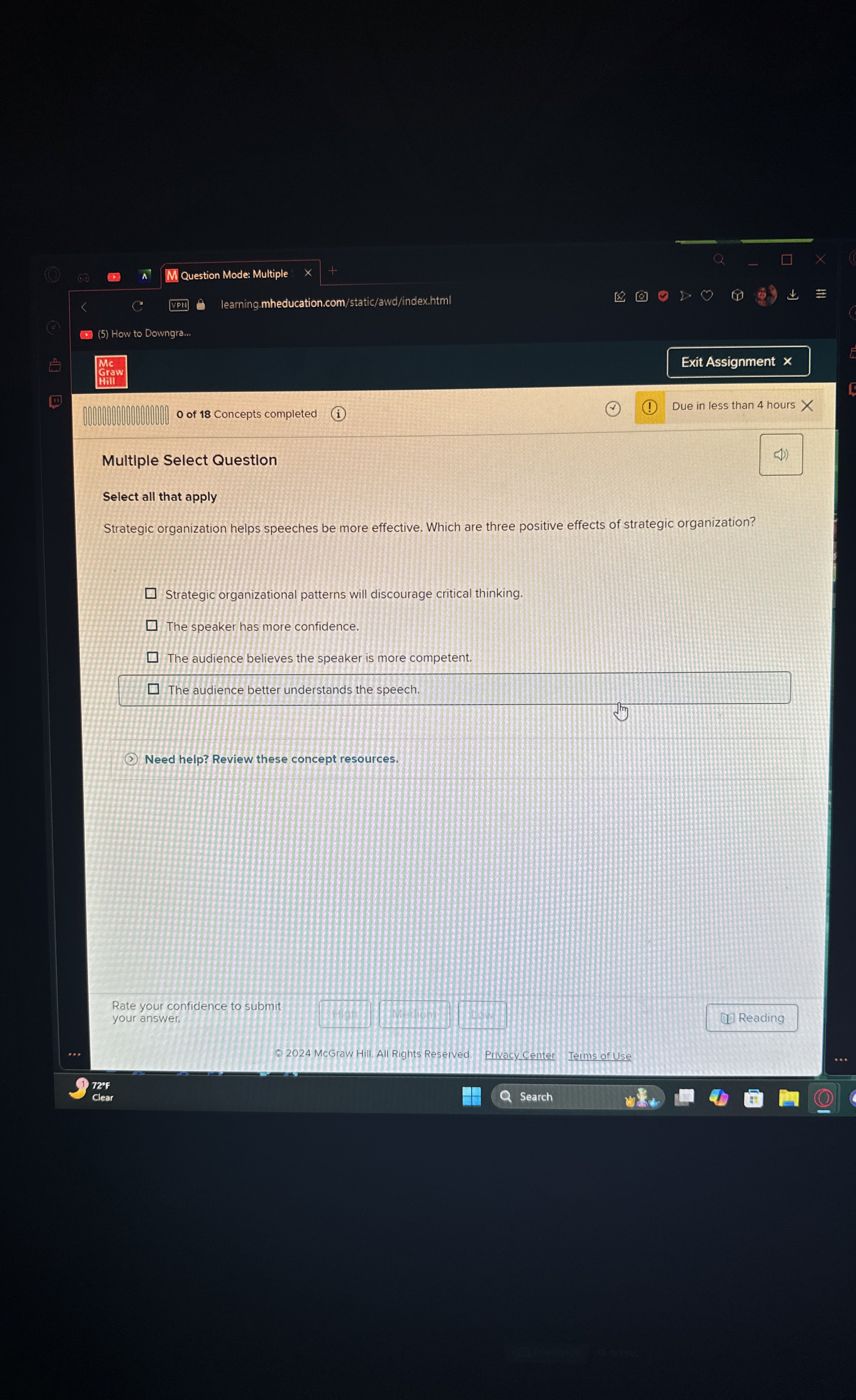  Multiple Select Question Select all that apply Strategic organization helps speeches