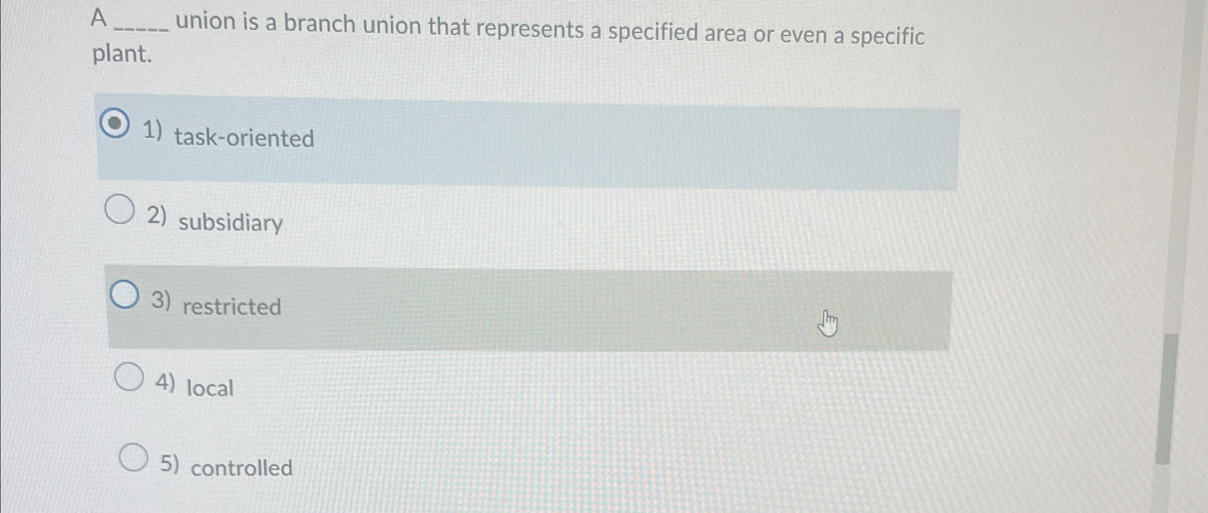  A union is a branch union that represents a specified area