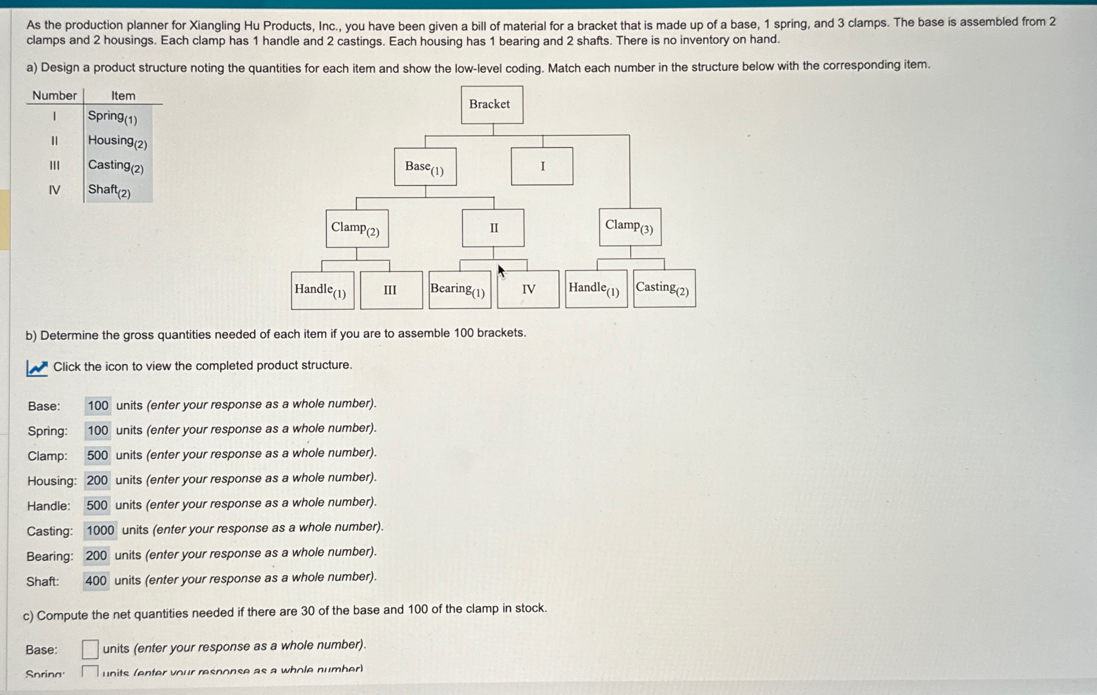  Please help with part C!!!!!(Includes Base, Spring, Clamp, Housing, Handle, Casting,