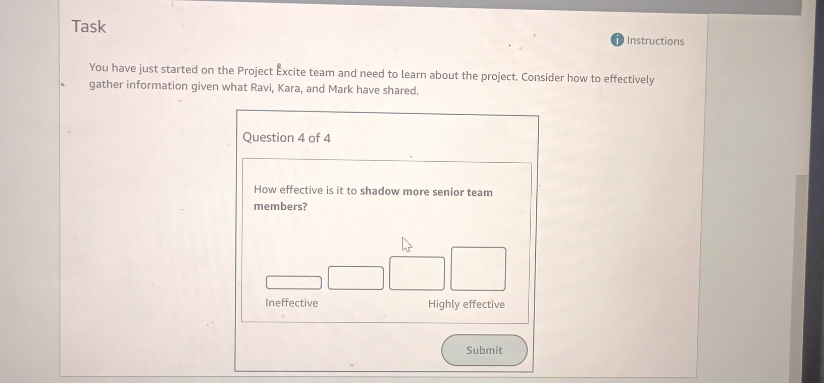  Task (i) Instructions You have just started on the Project Excite