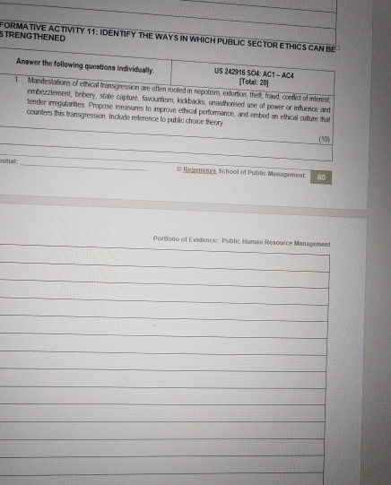  FORMA TIVE AC TIVITY 11: IDENTIFY THE WAYS IN WHICH PUBLIC
