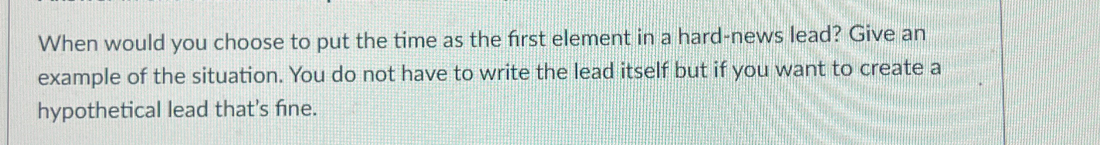  When would you choose to put the time as the first