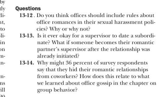  Questions 13-12. Do you think offices should include rules about office
